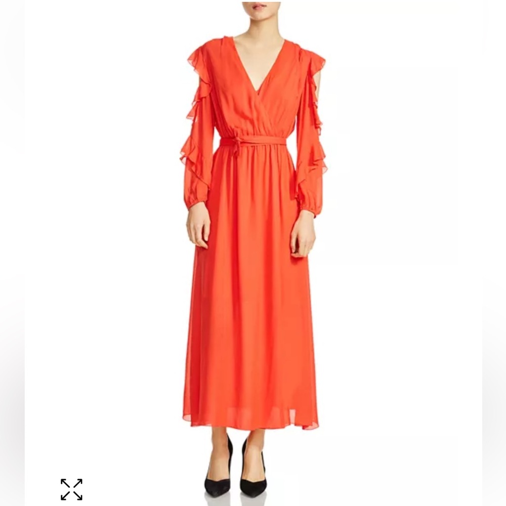 Maje Remy Ruffled Cold Shoulder Maxi Dress Sz 1/Small